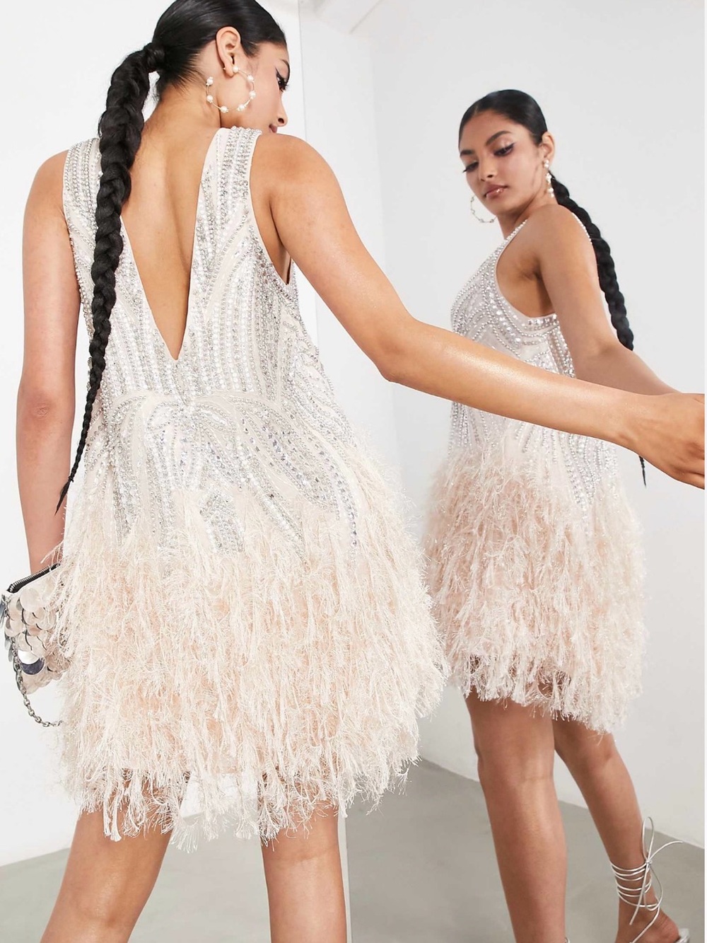 ASOS Edition Beaded Feather Mini Dress - Picture 4 of 5